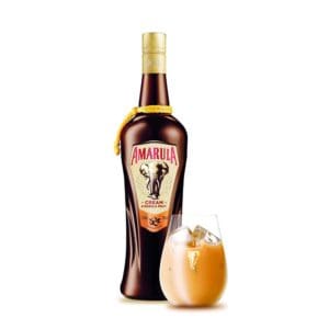 Amarula bottle with a glass